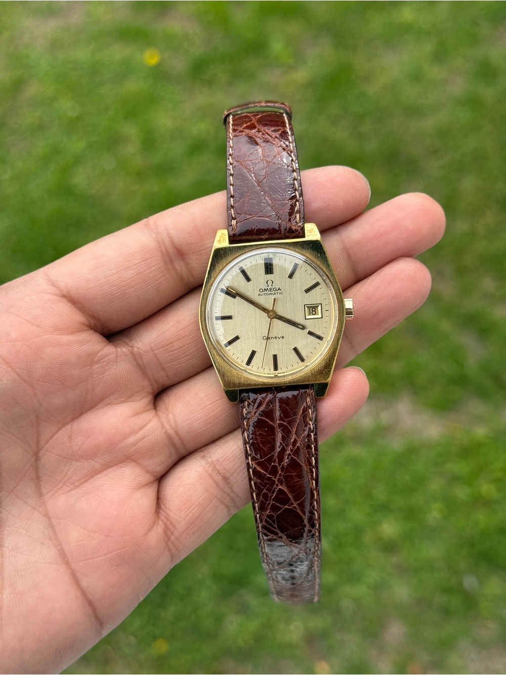 Omega Geneve Vintage Automatic Caliber 1481 Men's Watch brown leather strap - Picture 5 of 12